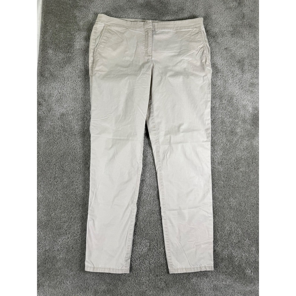Eileen Fisher Organic Cotton Tencel Blend Chino Pants Stone Beige Size 10